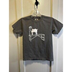 Kids Goat Farm Graphic Tee Shirt Grey Size Small Comfort Colors